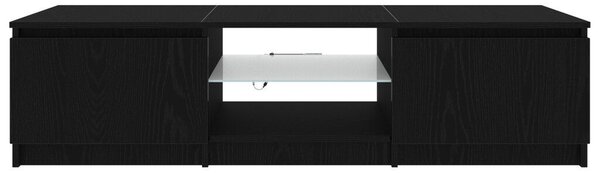 TV Szekrény LED Fénnyel, Fekete Tölgy, 140x40x35,5 cm, Fa Műanyag