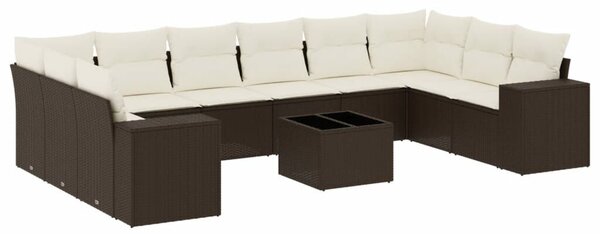 VidaXL 11 részes barna polyrattan kerti ülőgarnitúra párnákkal