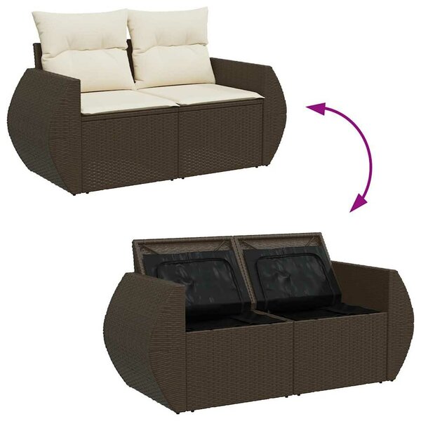 VidaXL 6 részes barna polyrattan kerti ülőgarnitúra párnával