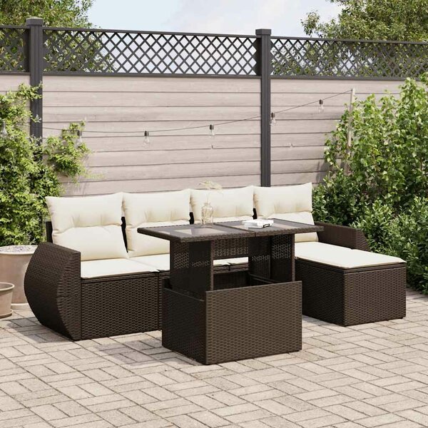 VidaXL 6 részes barna polyrattan kerti ülőgarnitúra párnával