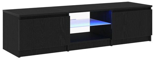 TV Szekrény LED Fénnyel, Fekete Tölgy, 140x40x35,5 cm, Fa Műanyag