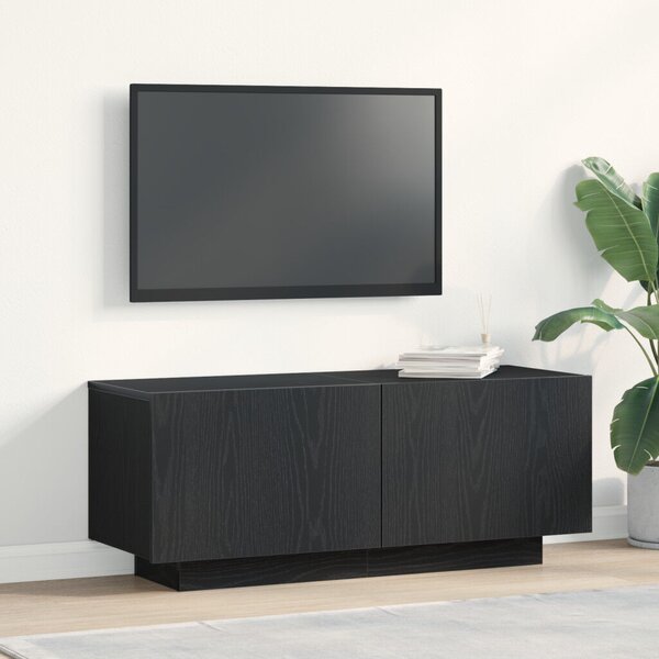 TV Szekrény Fekete Tölgy 100x35x40 cm Műanyag Fa