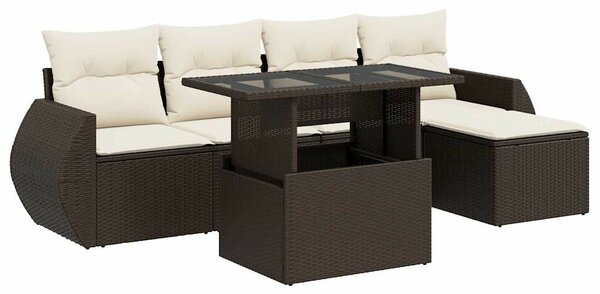 VidaXL 6 részes barna polyrattan kerti ülőgarnitúra párnával