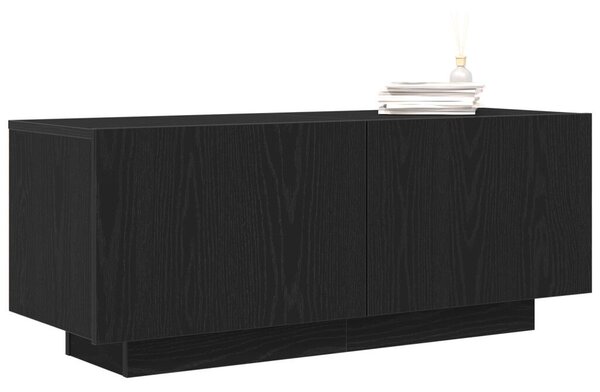 TV Szekrény Fekete Tölgy 100x35x40 cm Műanyag Fa