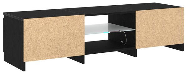 TV Szekrény LED Fénnyel, Fekete Tölgy, 140x40x35,5 cm, Fa Műanyag