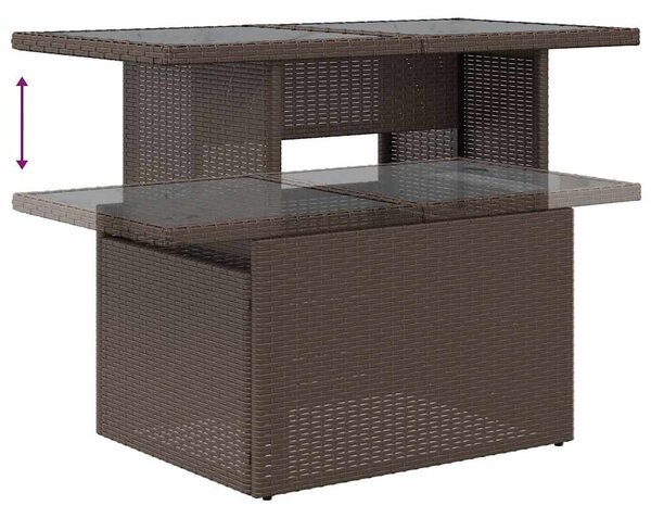 VidaXL 7 db barna polyrattan kerti kanapégarnitúra párnákkal