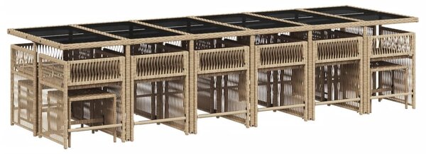 VidaXL 17 részes bézs polyrattan kerti étkezőgarnitúra párnákkal