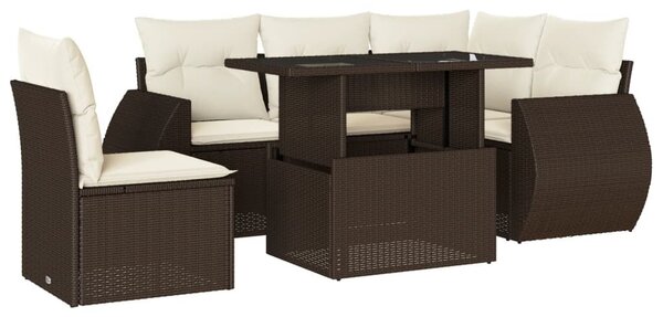 VidaXL 6 részes barna polyrattan kerti ülőgarnitúra párnával