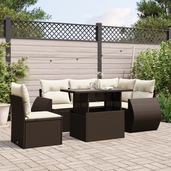 VidaXL 6 részes barna polyrattan kerti ülőgarnitúra párnával