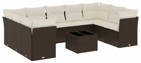 VidaXL 10 részes barna polyrattan kerti ülőgarnitúra párnákkal