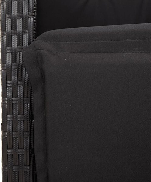 VidaXL 9 részes fekete polyrattan kerti étkezőgarnitúra párnákkal