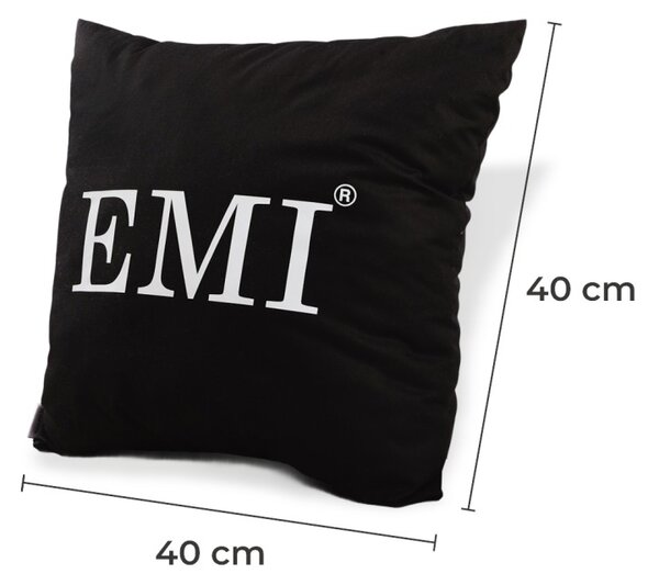 EMI fekete párna nyomtatott mintával 40x40 cm
