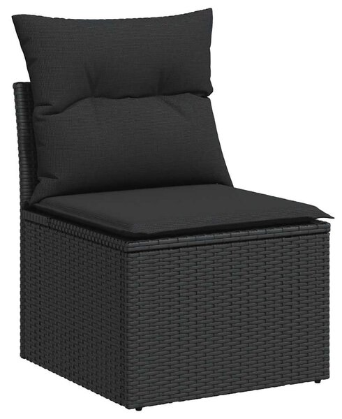 VidaXL 5 részes fekete polyrattan kerti kanapészett párnákkal