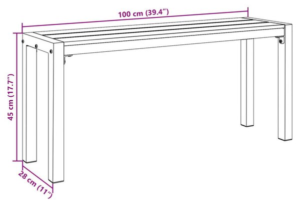 Kerti pad 100 cm Acél és WPC Barna és Fekete