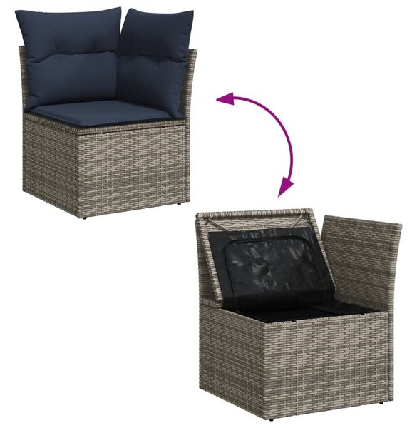 VidaXL 9 részes szürke polyrattan kerti ülőgarnitúra párnával