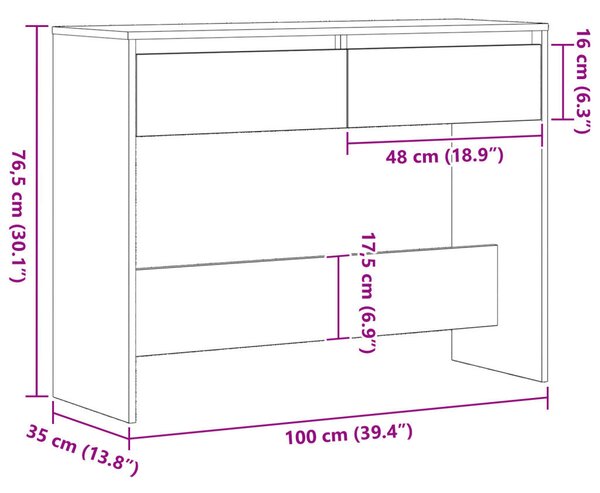 Fekete Tölgy Konzolasztal - 100x35x76.5 cm - Mérnöki Fa