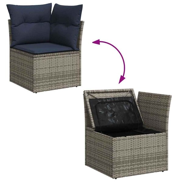 VidaXL 7 részes szürke polyrattan kerti ülőgarnitúra párnákkal