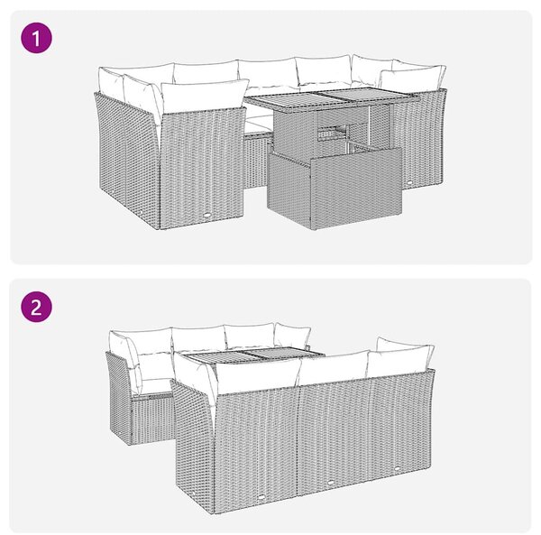 VidaXL 7 részes szürke polyrattan kerti ülőgarnitúra párnákkal