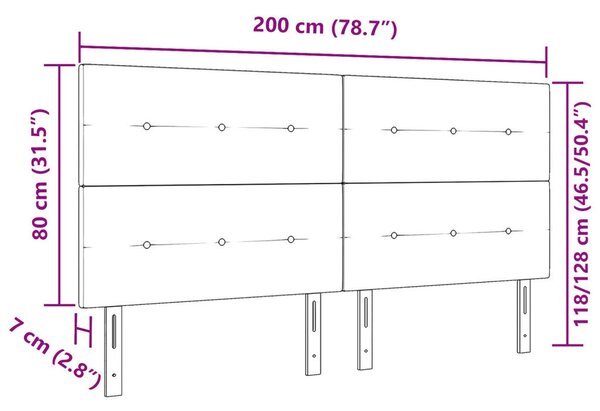 Fejtámla Gombos Rátét Sötétszürke 200 cm Bársony