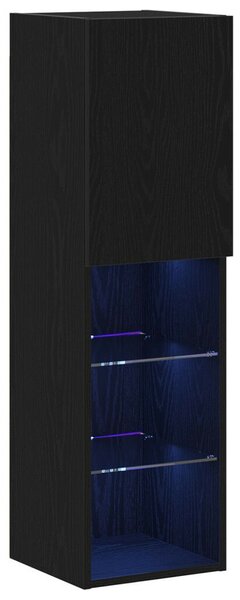 LED TV szekrény 2 db Fekete Tölgy 30,5x30x102 cm Mérnökifából