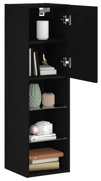 LED TV szekrény 2 db Fekete Tölgy 30,5x30x102 cm Mérnökifából