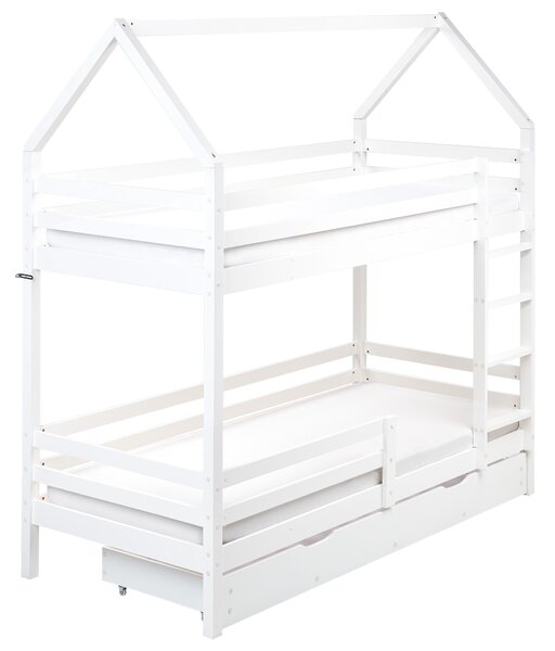 Emeletes ágy fiókokkal Ház Fenyő GIRGOLS 90 x 200 cm Ágyneműtartóval Fehér