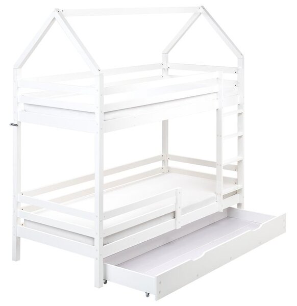 Emeletes ágy fiókokkal Ház Fenyő GIRGOLS 90 x 200 cm Ágyneműtartóval Fehér