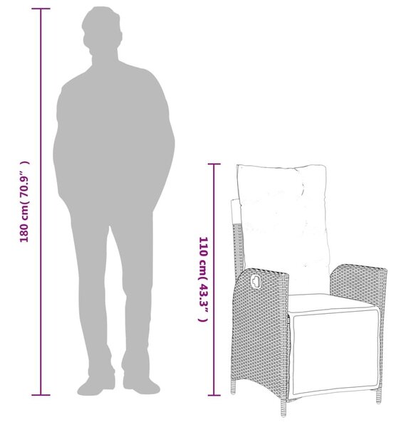 VidaXL 5 részes vegyes bézs polyrattan kerti étkezőgarnitúra párnákkal
