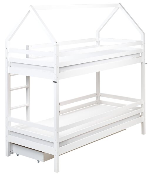 Emeletes ágy fiókokkal Ház Fenyő GIRGOLS 90 x 200 cm Ágyneműtartóval Fehér