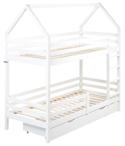 Emeletes ágy fiókokkal Ház Fenyő GIRGOLS 90 x 200 cm Ágyneműtartóval Fehér