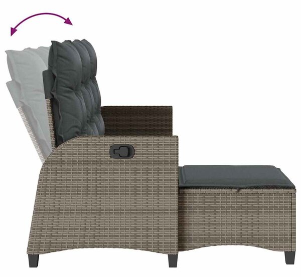 VidaXL 3 részes szürke polyrattan kerti ülőgarnitúra párnákkal L-alakú