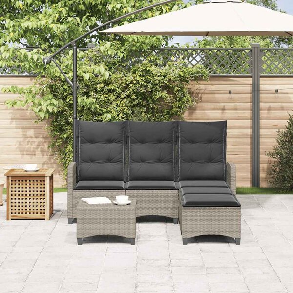 VidaXL 3 részes szürke polyrattan kerti ülőgarnitúra párnákkal L-alakú