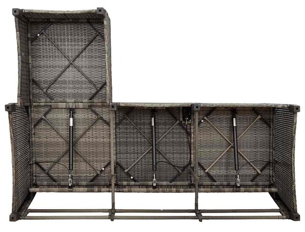 VidaXL 3 részes szürke polyrattan kerti ülőgarnitúra párnákkal L-alakú