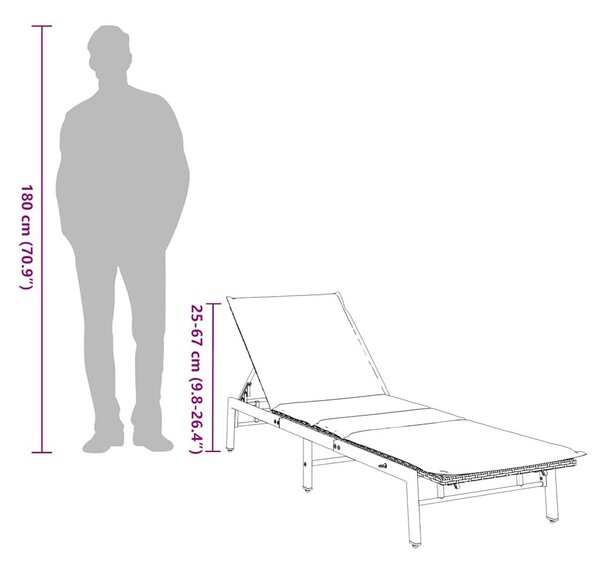 VidaXL szürke polyrattan napozóágy párnával