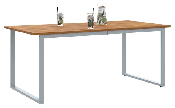 Kültéri Étkezőasztal Szürke 180x90x75 cm Acél&amp;Masszív Akác Fa