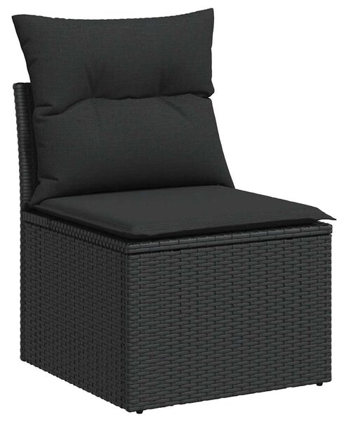 VidaXL 6 részes fekete polyrattan kerti ülőgarnitúra párnákkal