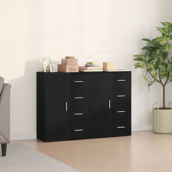 Oldalszekrények 2 db Fekete Tölgy 60x31x84 cm Műgyanta