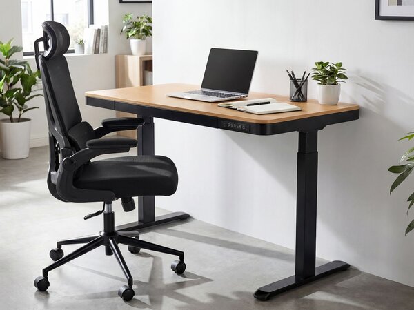 Elektromosan állítható asztal PENLY Fekete/világosbarna 120 cm 60 cm USB porttal
