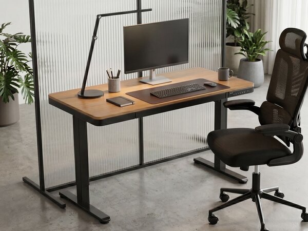 Elektromosan állítható asztal PENLY Fekete/világosbarna 120 cm 60 cm USB porttal