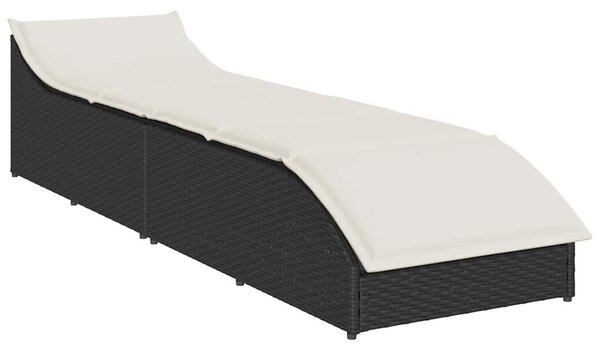 VidaXL fekete polyrattan összecsukható napozóágy párnával és tárolóval