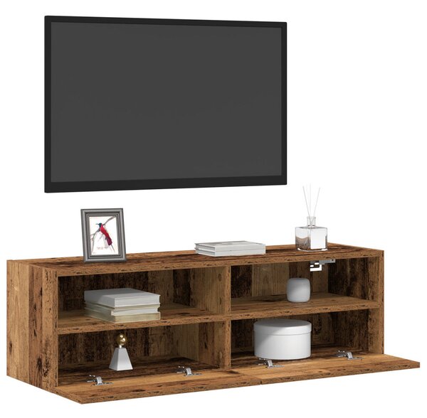 TV Fali Szekrények 2 db Régi Fa 100x30x30 cm Mérnöki Fa