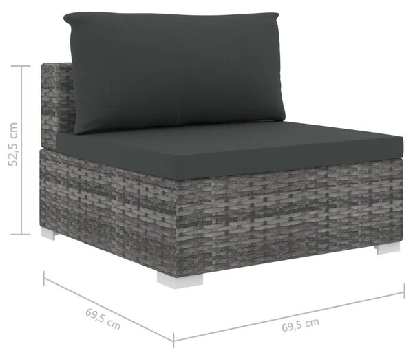 11-részes szürke polyrattan kerti bútorszett párnákkal
