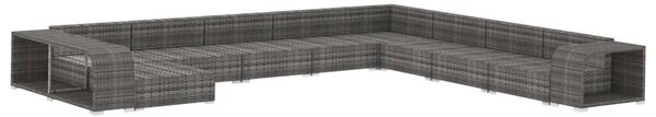 11-részes szürke polyrattan kerti bútorszett párnákkal
