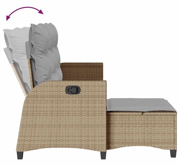 3 részes bézs polyrattan kerti ülőgarnitúra párnákkal L-alakú