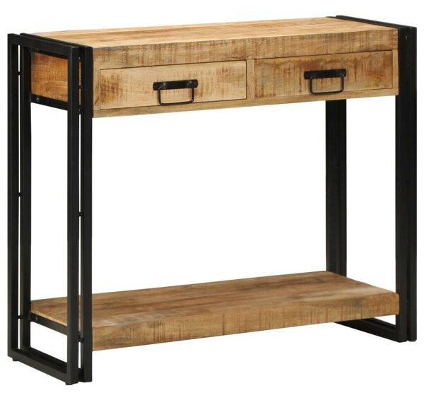 Konzolasztal 90x33x75 cm Tömör durva mangófából