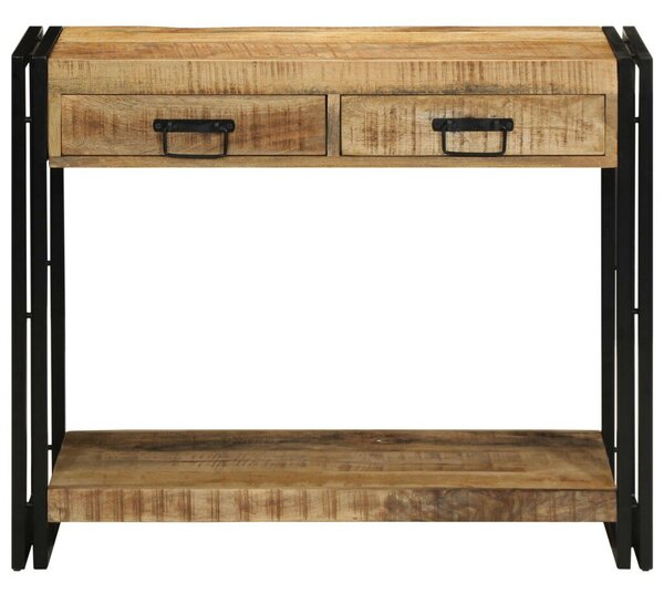 Konzolasztal 90x33x75 cm Tömör durva mangófából