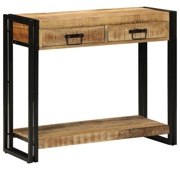 Konzolasztal 90x33x75 cm Tömör durva mangófából