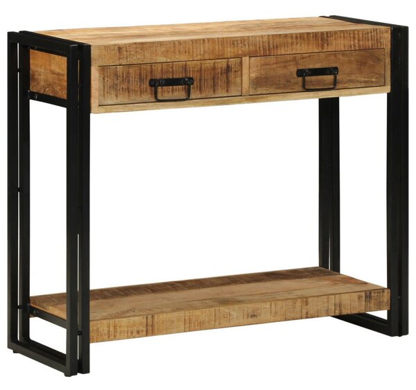 Konzolasztal 90x33x75 cm Tömör durva mangófából