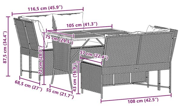 VidaXL 3 részes bézs polyrattan kerti ülőgarnitúra párnákkal