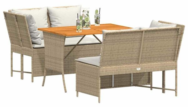 VidaXL 3 részes bézs polyrattan kerti ülőgarnitúra párnákkal